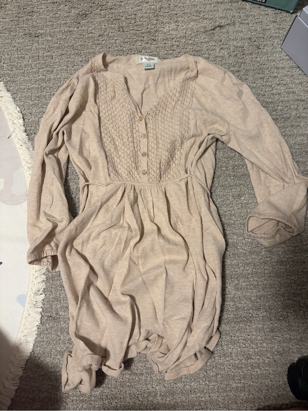 Beige Knit Button-Front Women’s Maternity top